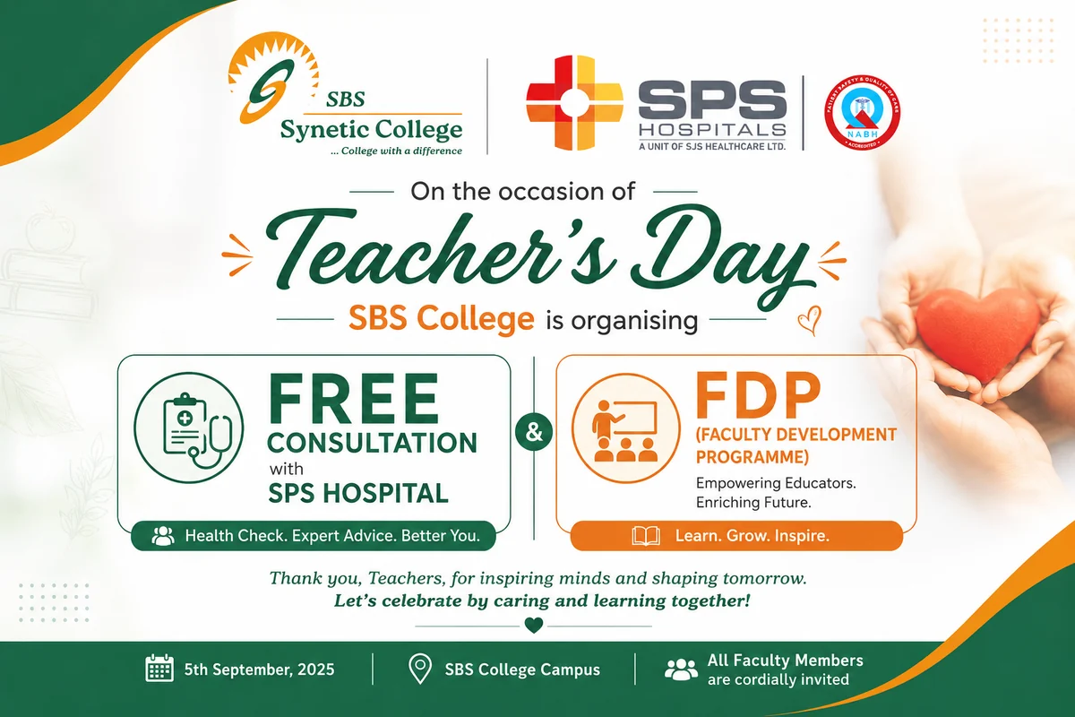 Teacher's Day poster โ free consultation with SPS Hospitals and Faculty Development Programme at SBS